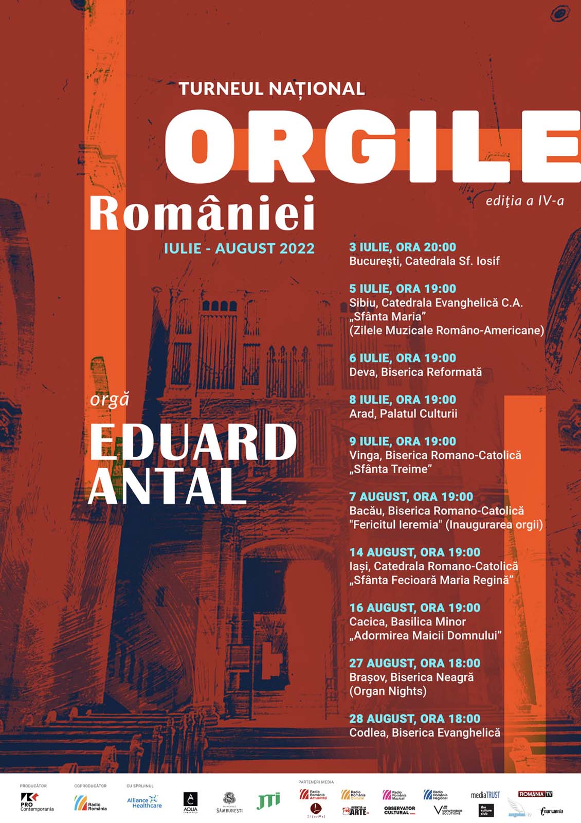 afis poster Turneul Național Orgile României IV eduard iosif antal organist