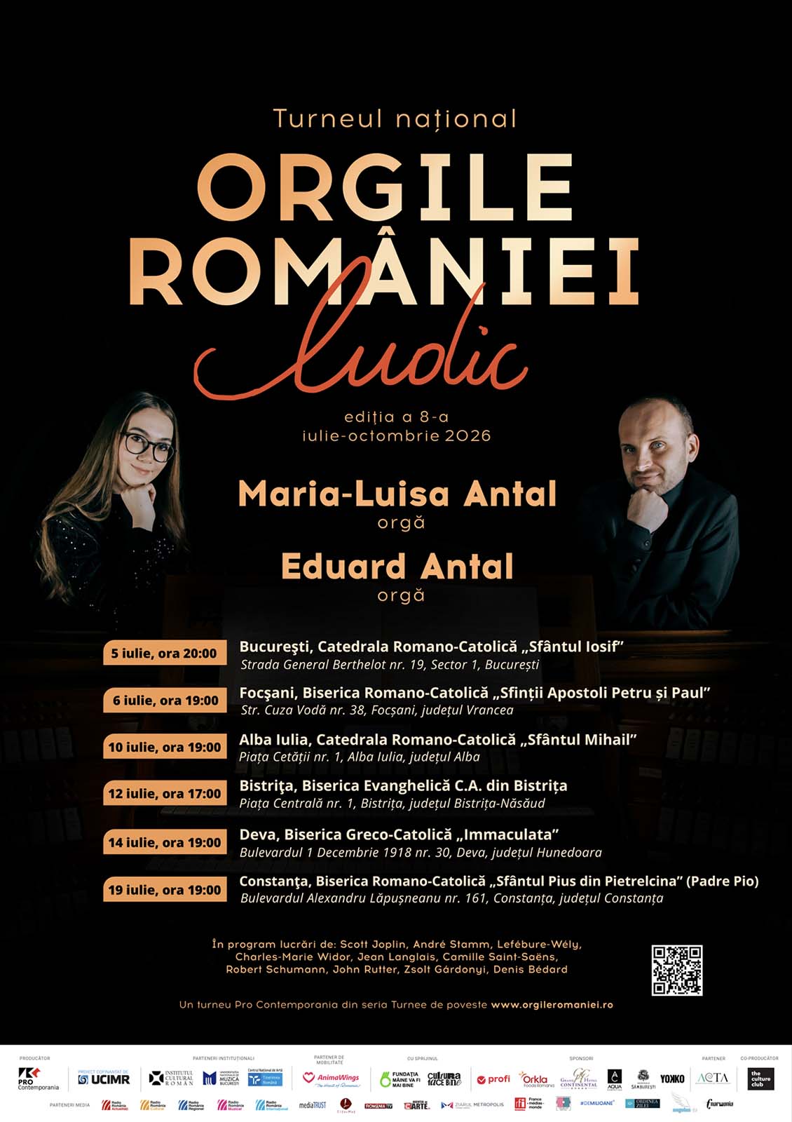 afis poster Turneul Național „Orgile României”, ediția a VIII-a - „Ludic” eduard iosif antal organist