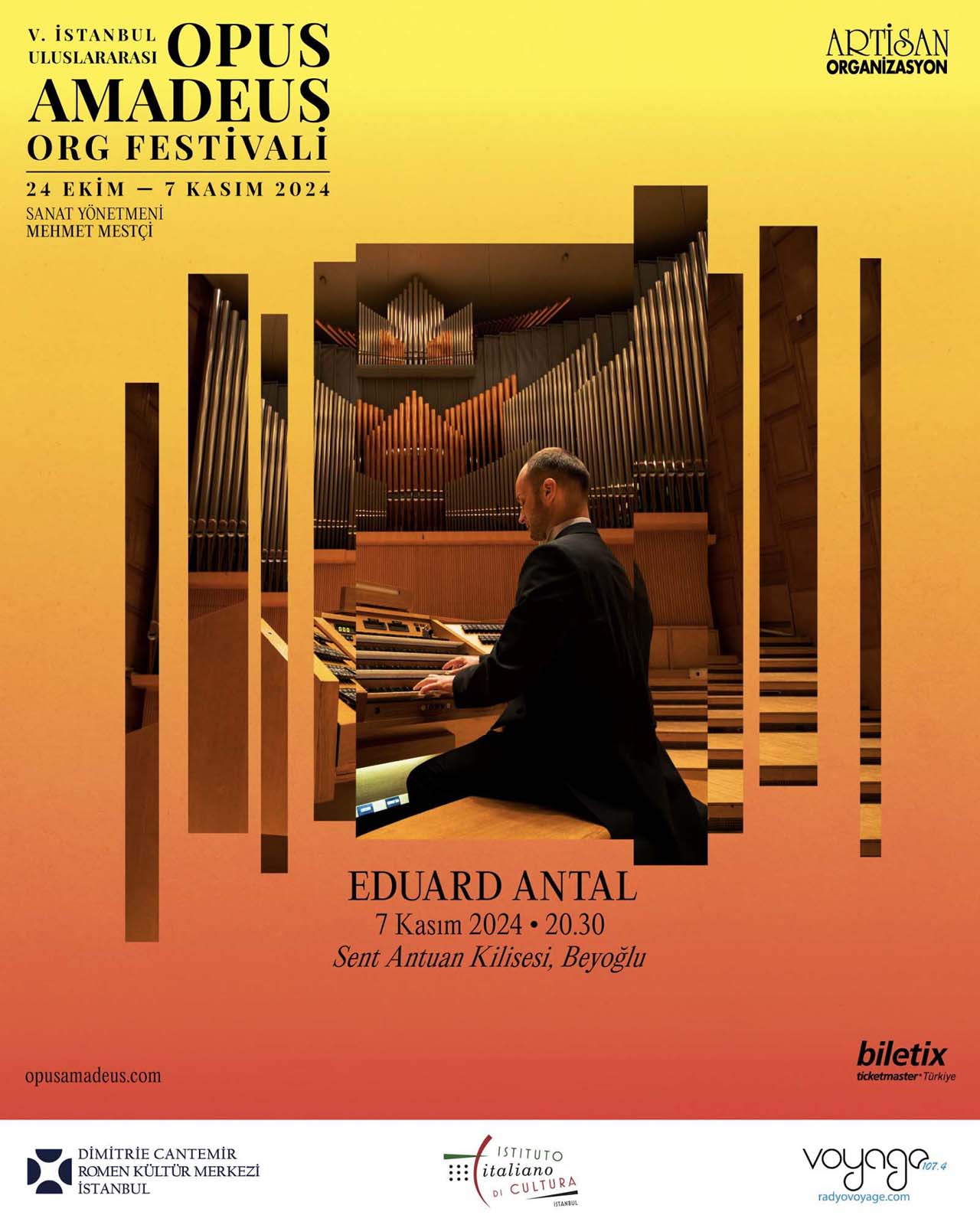 afis poster Festivalul Internațional de Orgă Opus Amadeus eduard iosif antal organist