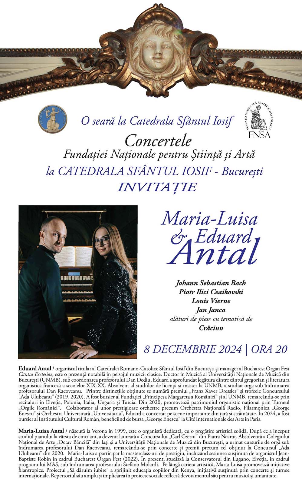 afis poster Fundația Națională pentru Știință și Artă eduard iosif antal organist