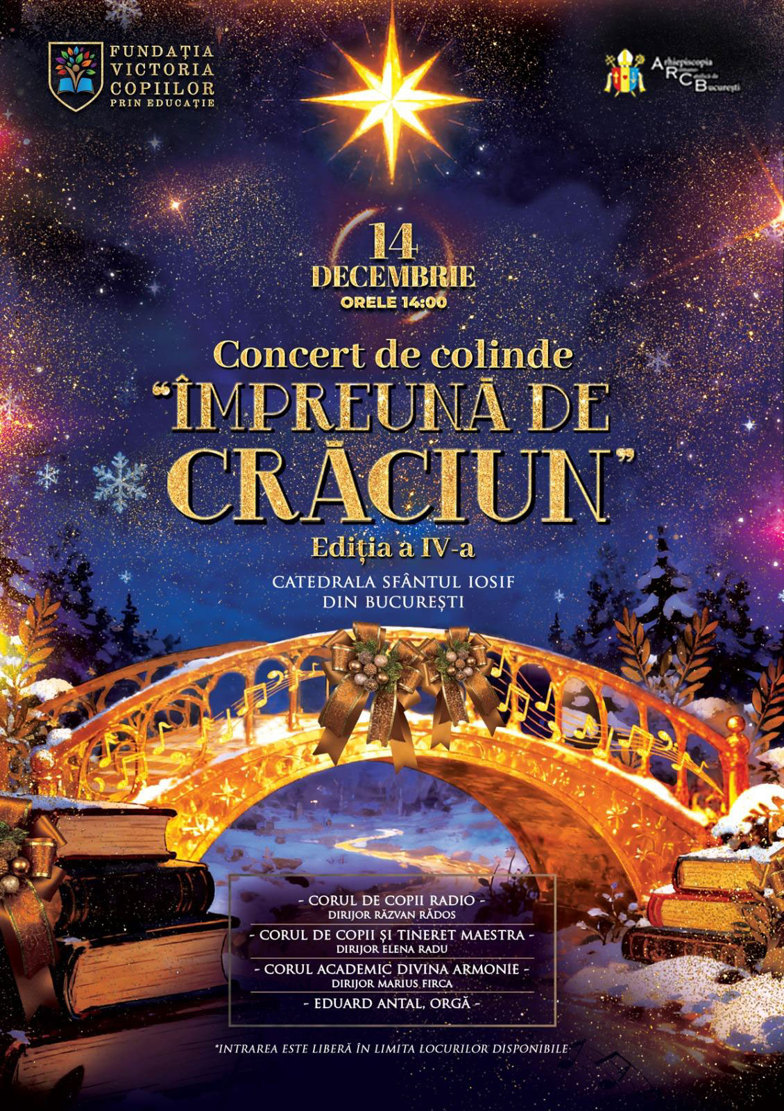 afis poster Concert de colinde „Împreună de Crăciun” eduard iosif antal organist