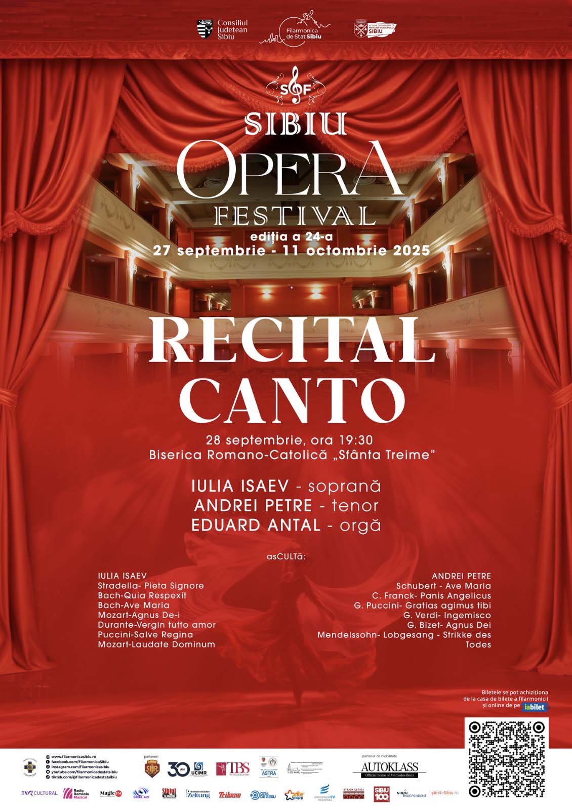 afis poster Recital Canto - Sibiu Opera Festival - Ediția a 24-a eduard iosif antal organist